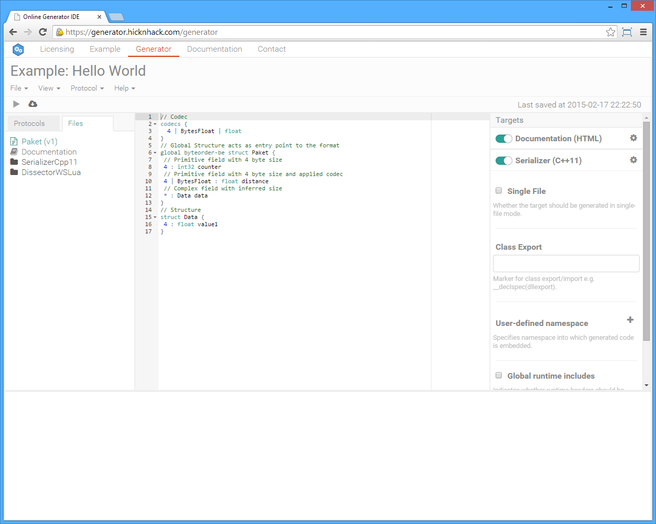 Screenshot of the Protocol Generator Commane-line tool.